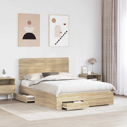 Struttura del letto con testiera Rovere Sonoma 140 x 190 cm