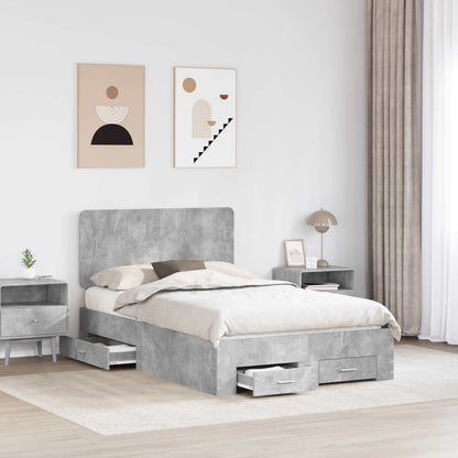 Struttura del letto con testiera Grigio cemento 135 x 190 cm