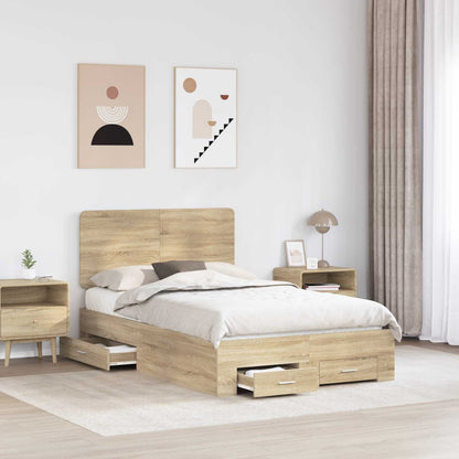 Struttura del letto con testiera Rovere Sonoma 120 x 200 cm