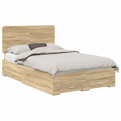 Struttura del letto con testiera Rovere Sonoma 120 x 200 cm