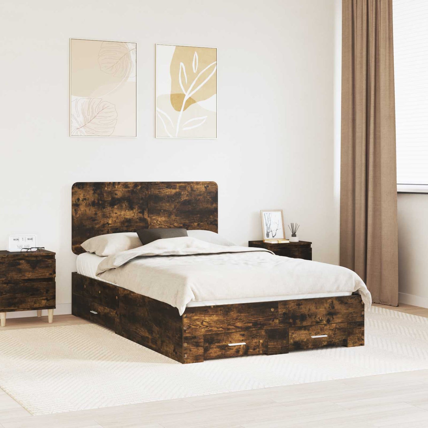 Struttura del letto Rovere fumÃ© 120 x 200 cm Legno multistrato