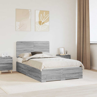 Struttura del letto con testiera Grigio Sonoma 120 x 200 cm