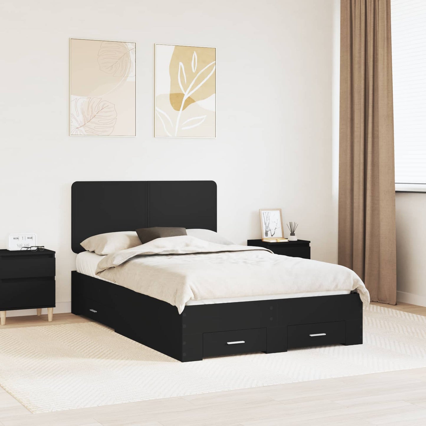 Struttura del letto Nero 120 x 190 cm Legno multistrato