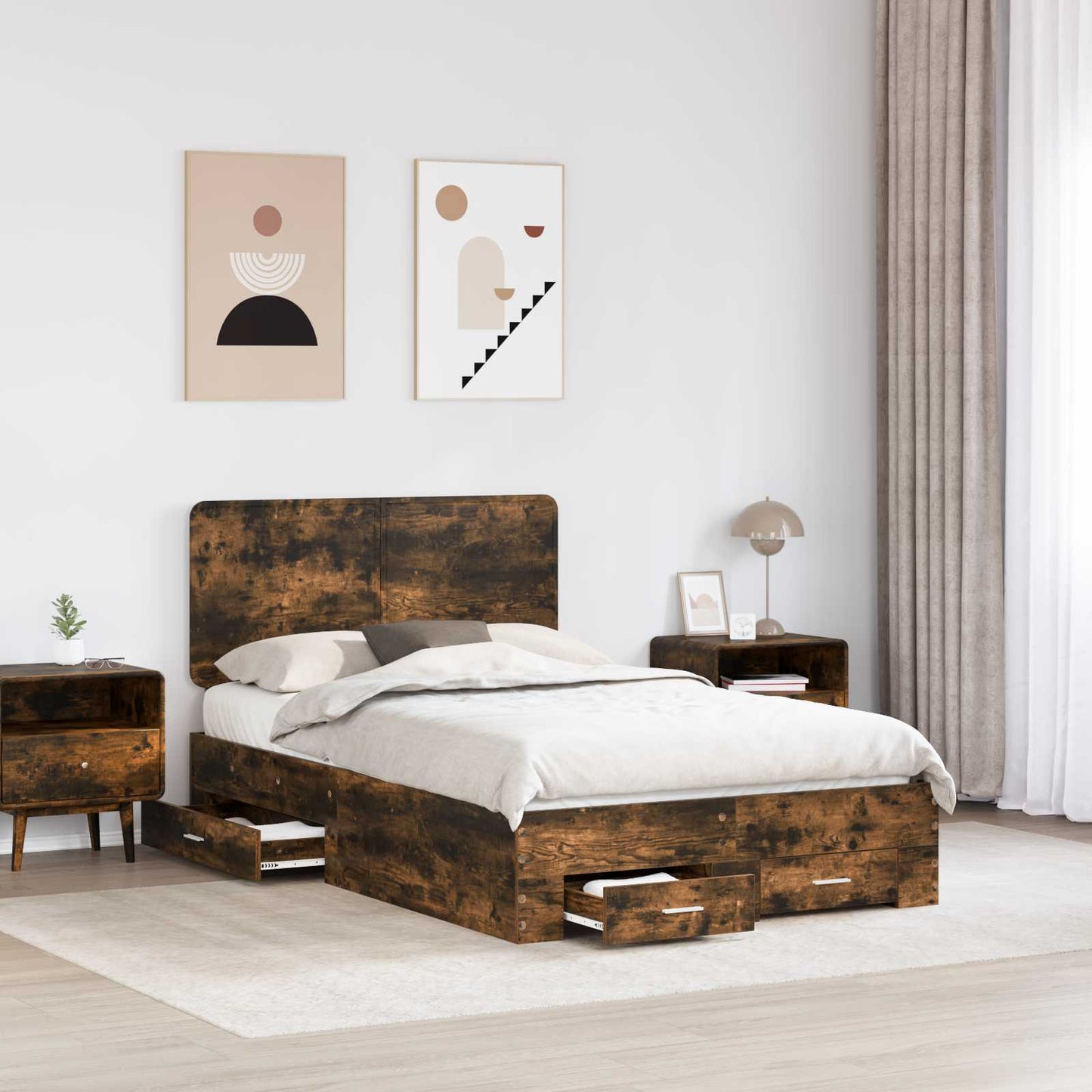 Struttura del letto Rovere fumÃ© 120 x 190 cm Legno multistrato