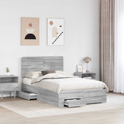 Struttura del letto con testiera Grigio Sonoma 120 x 190 cm