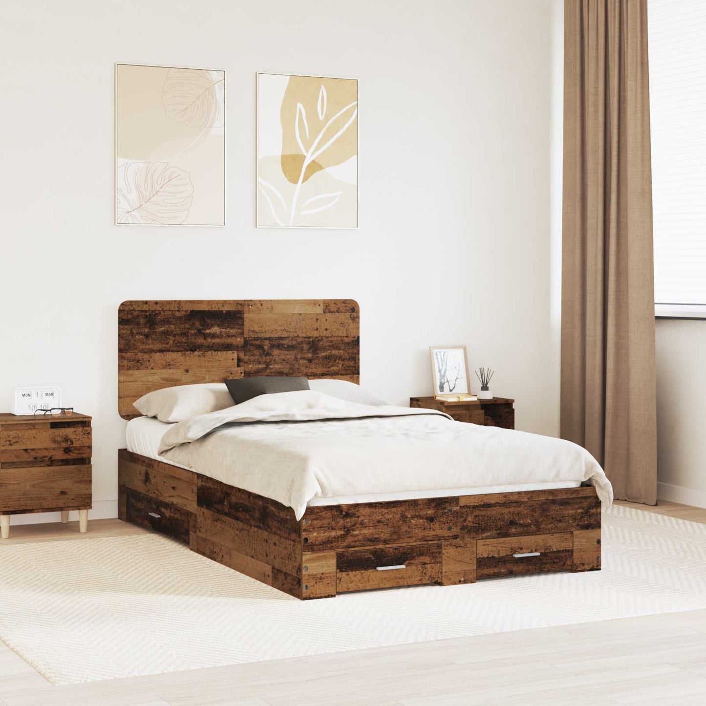Struttura del letto con testiera Legno vecchio 120 x 190 cm