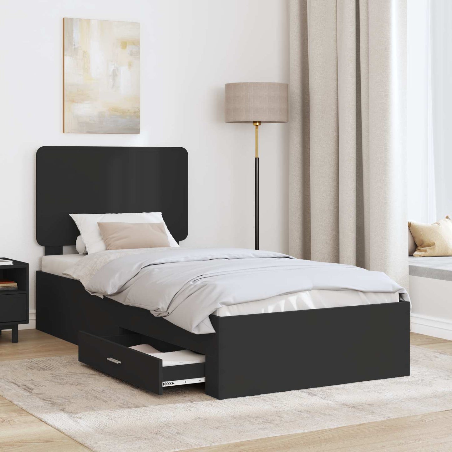 Struttura del letto Nero 100 x 200 cm Legno multistrato