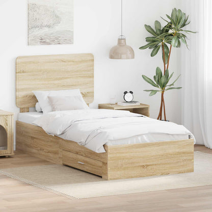 Struttura del letto con testiera Rovere Sonoma 100 x 200 cm