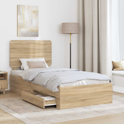 Struttura del letto con testiera Rovere Sonoma 100 x 200 cm