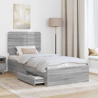 Struttura del letto con testiera Grigio Sonoma 100 x 200 cm