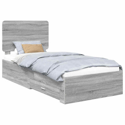 Struttura del letto con testiera Grigio Sonoma 100 x 200 cm