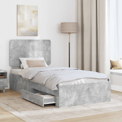Struttura del letto con testiera Grigio cemento 70 x 190 cm