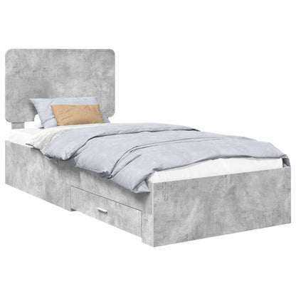 Struttura del letto con testiera Grigio cemento 70 x 190 cm