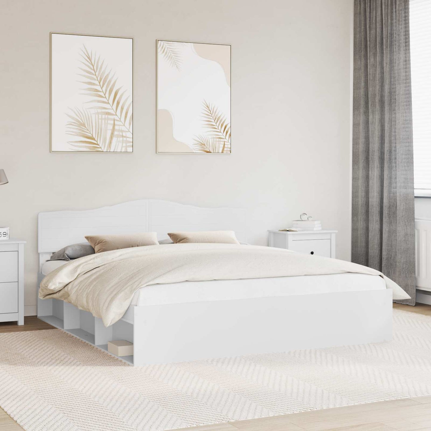 Struttura del letto Bianco 200 x 200 cm Pino massello