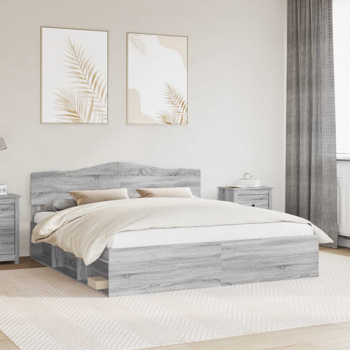 Struttura del letto Grigio Sonoma 200 x 200 cm Pino massello