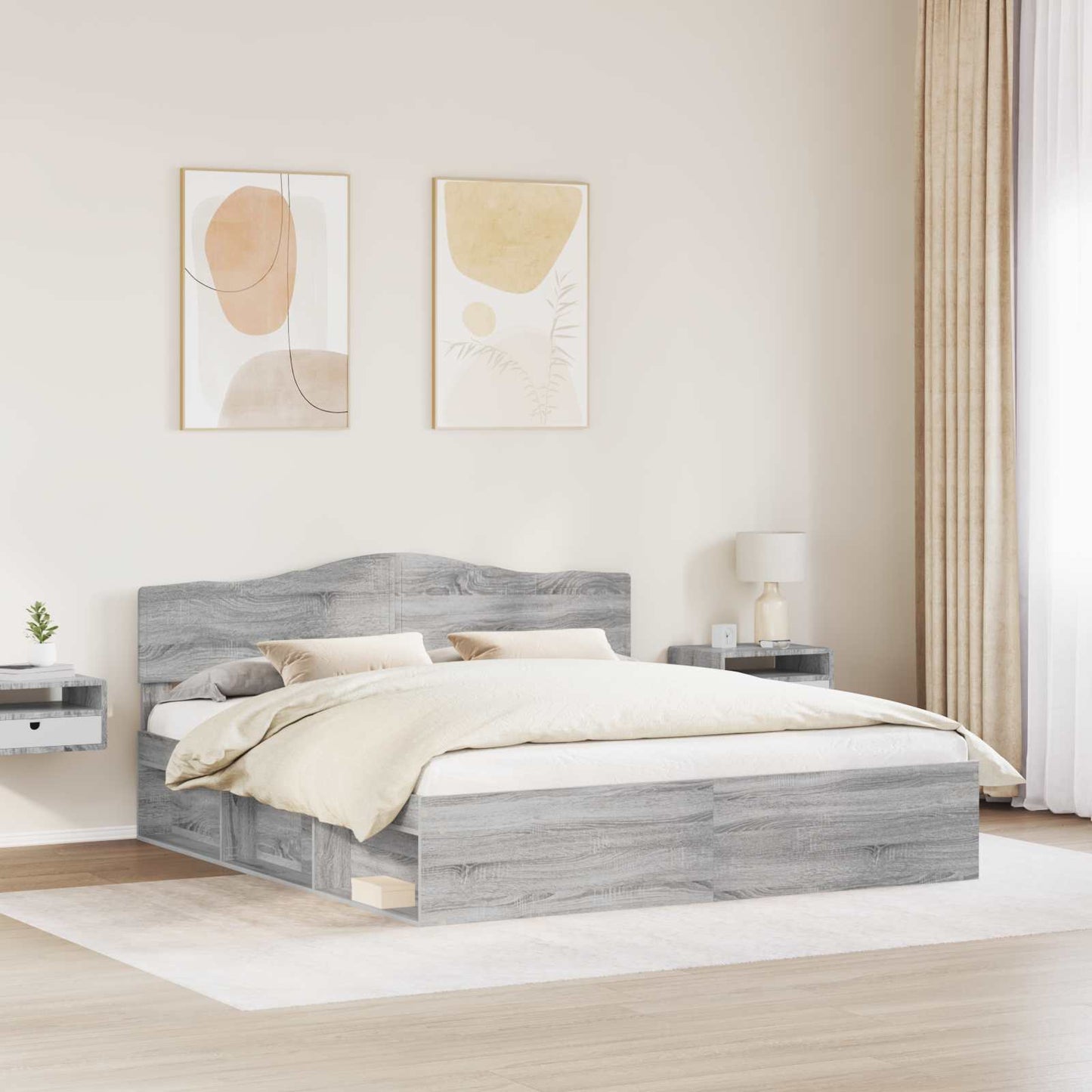 Struttura del letto Grigio Sonoma 200 x 200 cm Pino massello