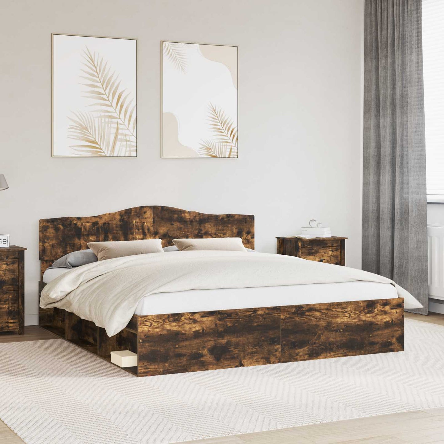 Struttura del letto Rovere fumÃ© 180 x 200 cm Pino massello