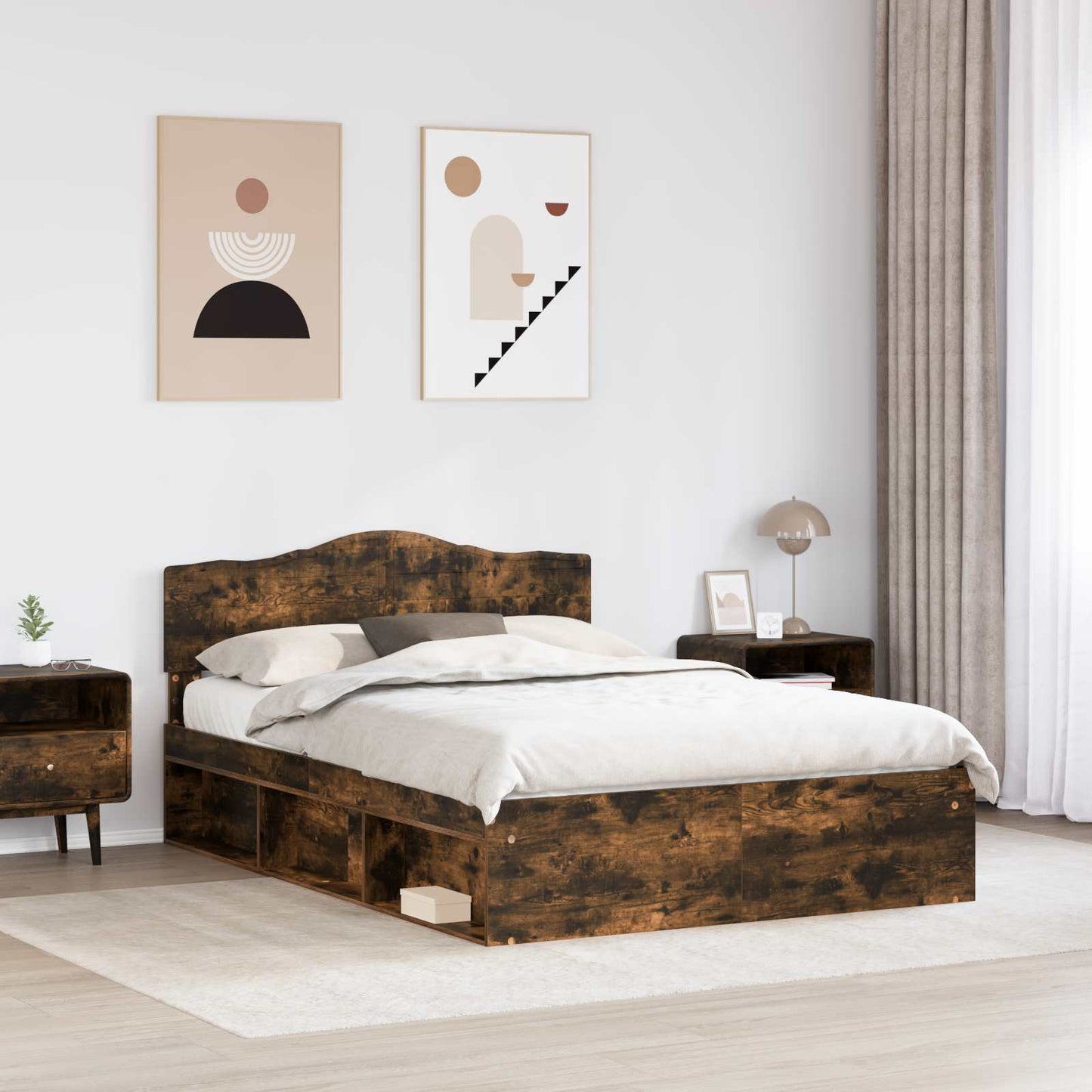 Struttura del letto Rovere fumÃ© 160 x 200 cm Pino massello
