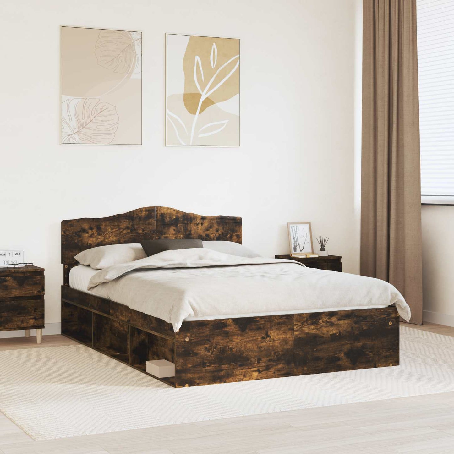 Struttura del letto Rovere fumÃ© 140 x 200 cm Pino massello