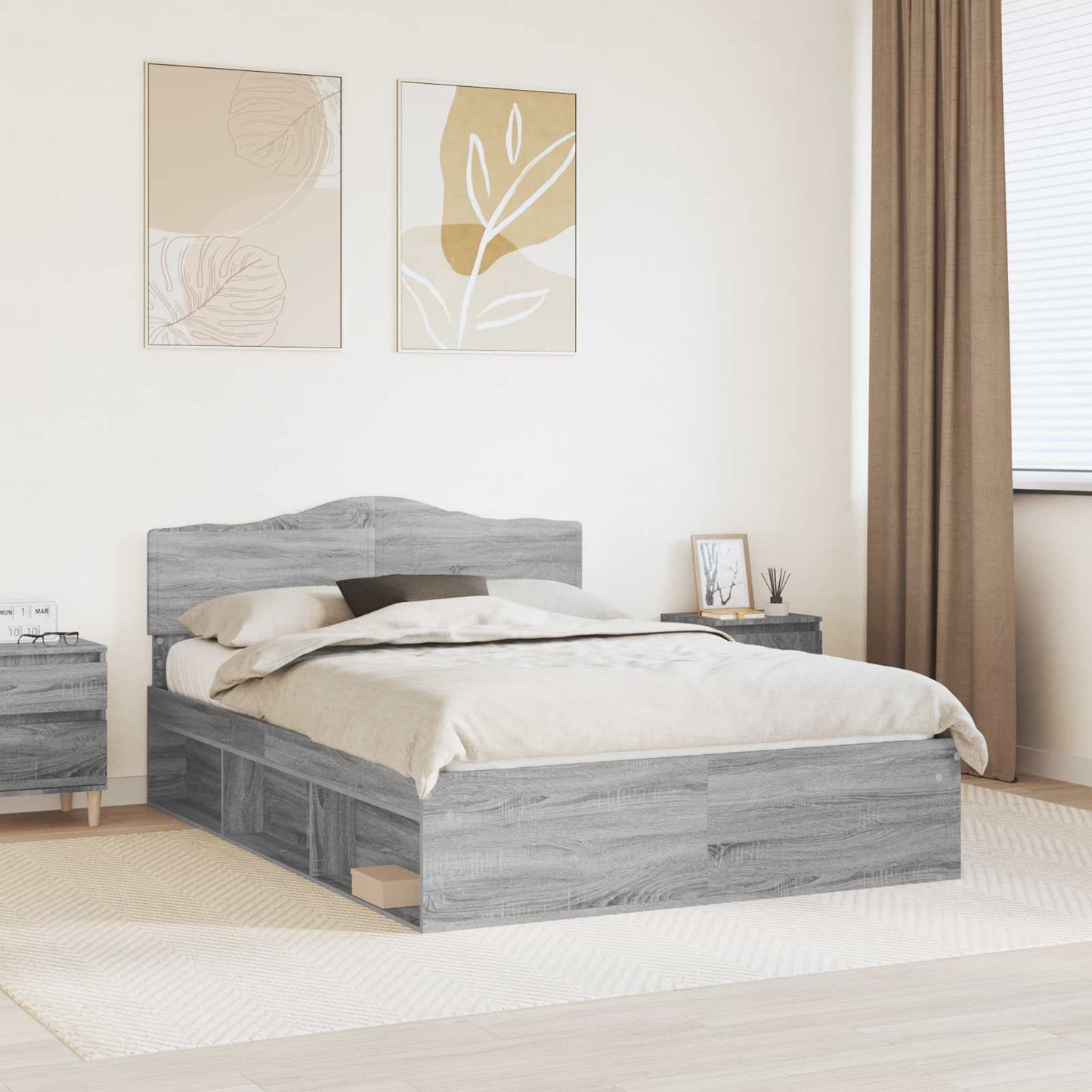 Struttura del letto Grigio Sonoma 140 x 190 cm Pino massello
