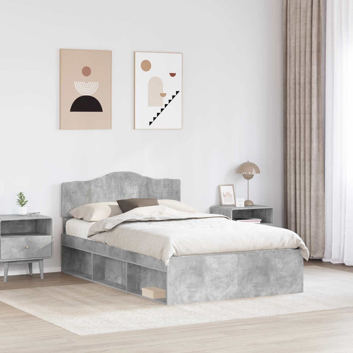 Struttura del letto Calcestruzzo 120 x 200 cm Pino massello