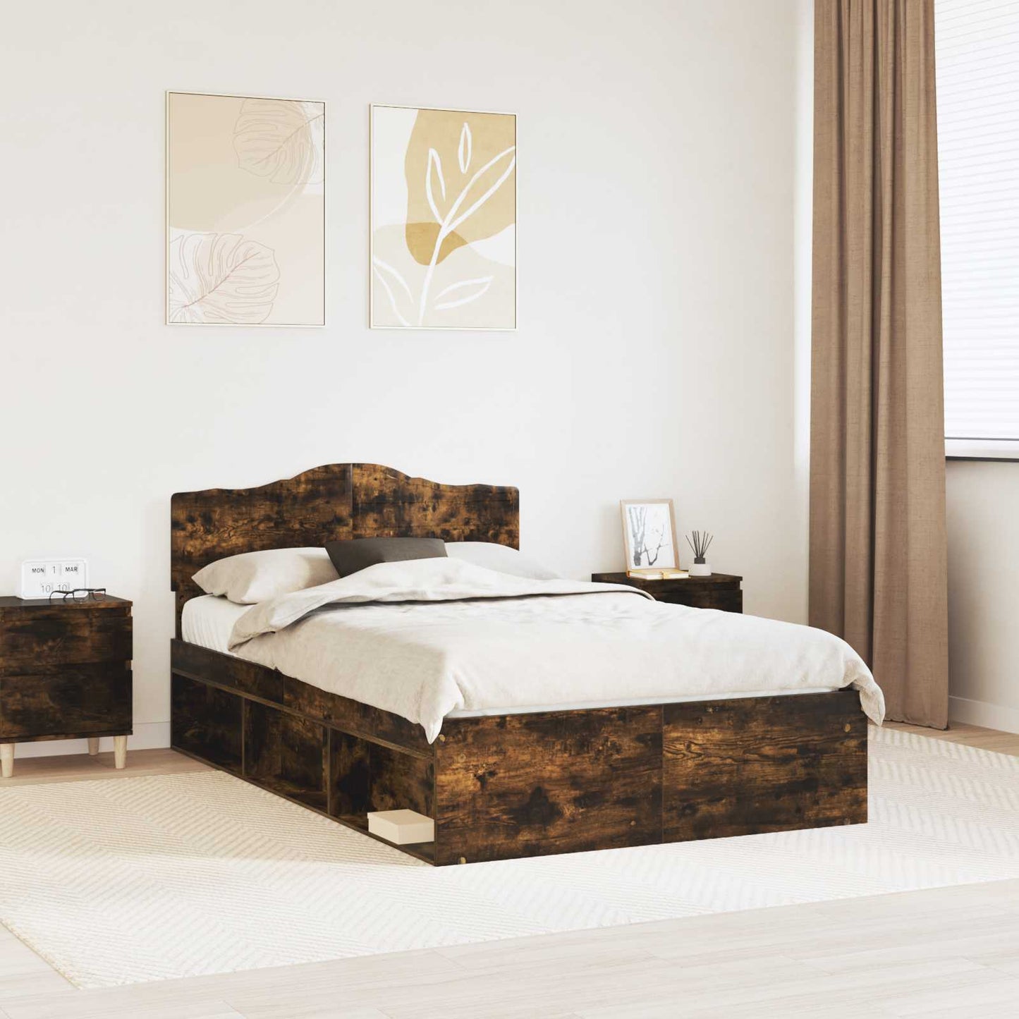 Struttura del letto Rovere fumÃ© 120 x 200 cm Pino massello