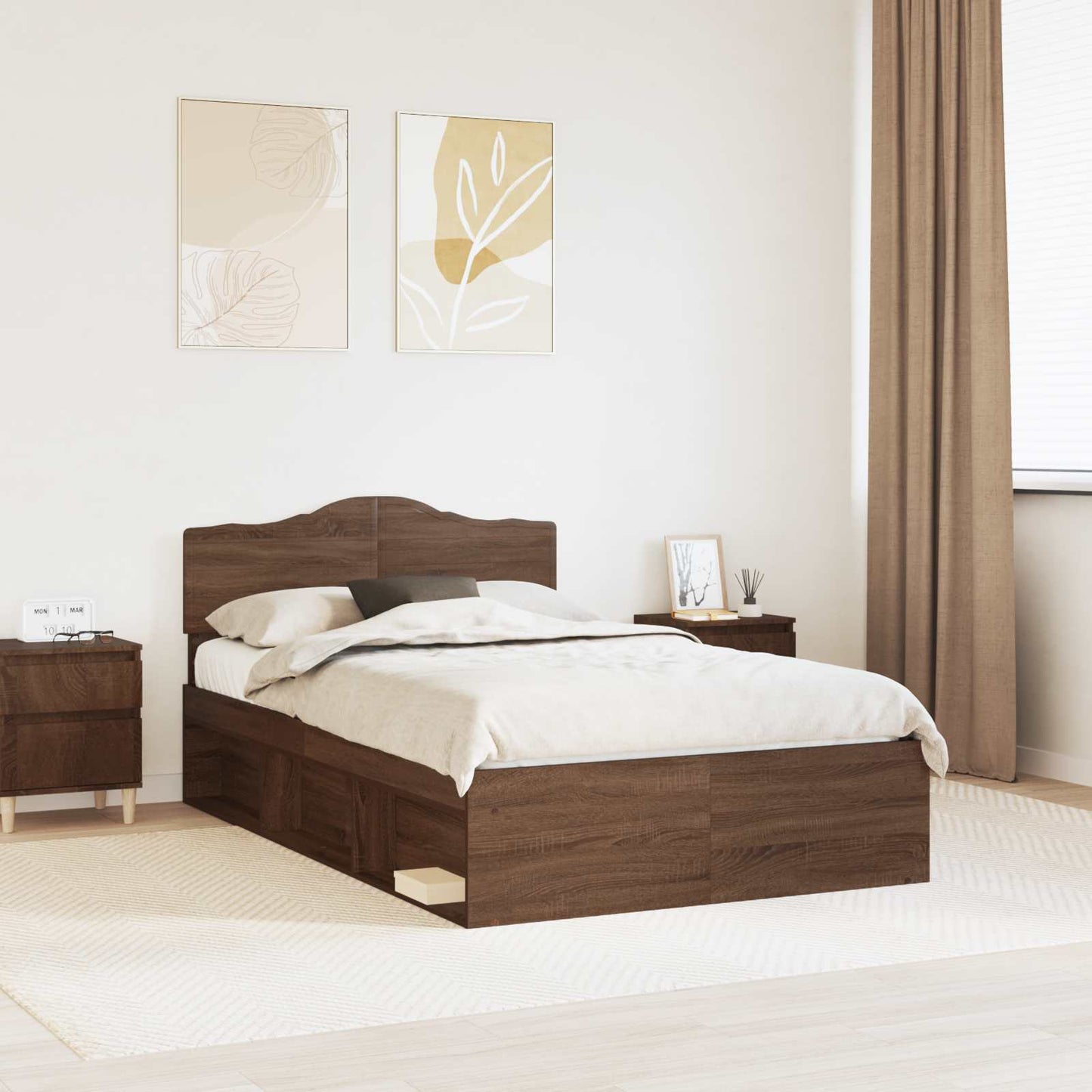 Struttura del letto Rovere Marrone 120 x 200 cm Pino massello