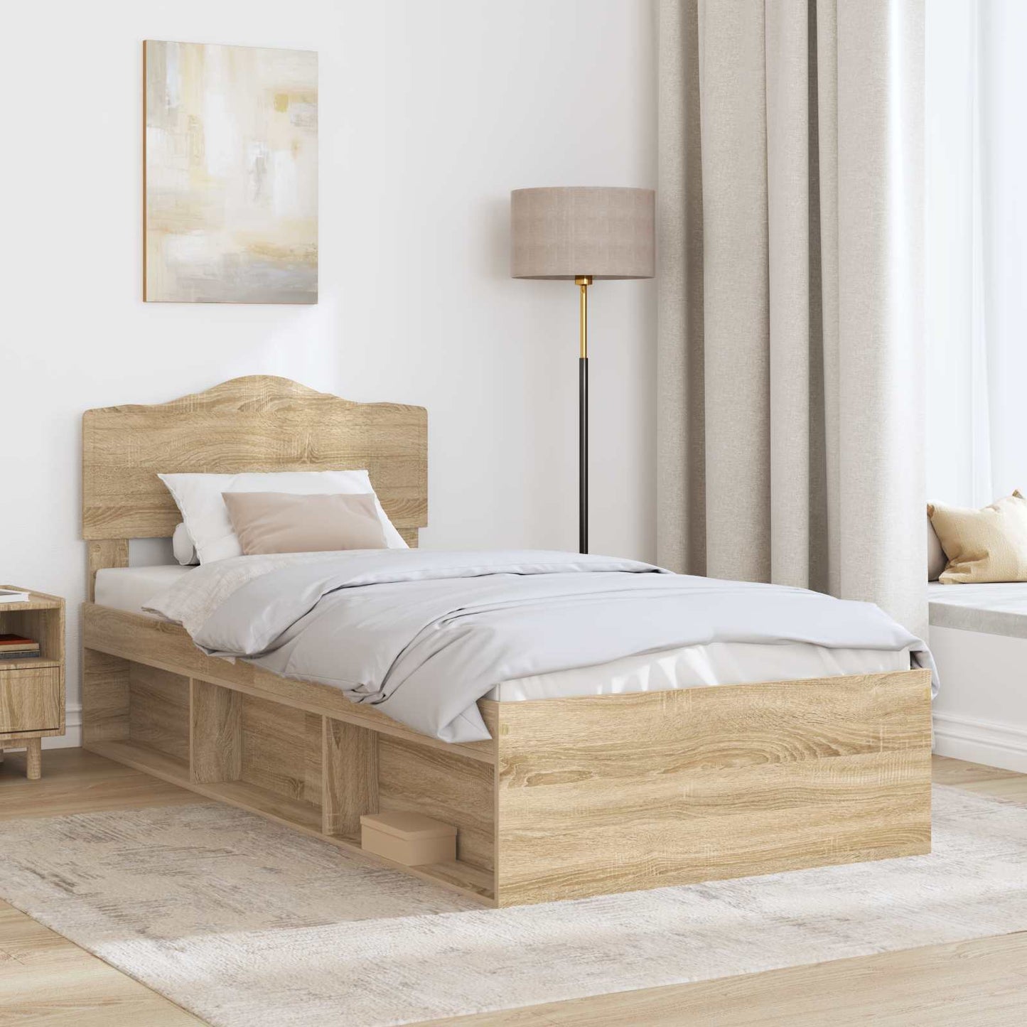 Struttura del letto Rovere Sonoma 90 x 200 cm Pino massello