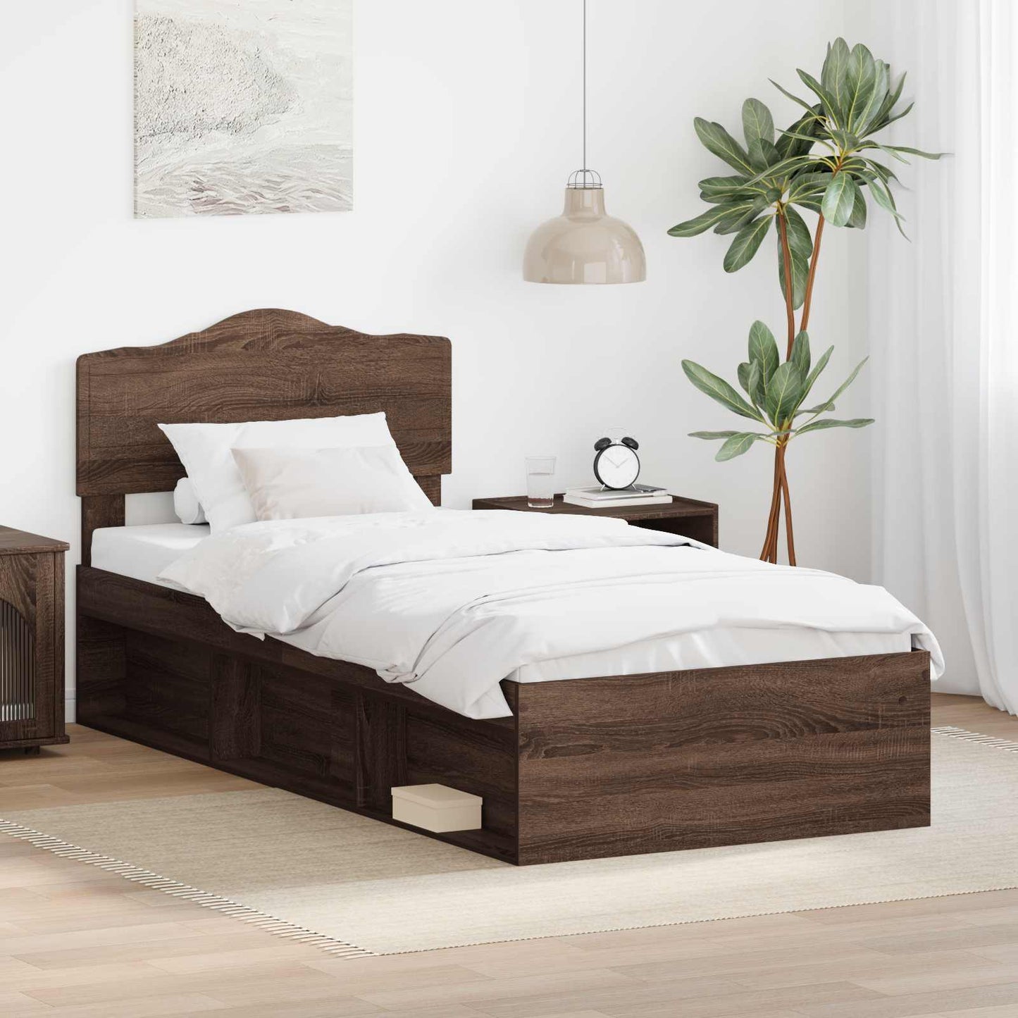 Struttura del letto Rovere Marrone 90 x 200 cm Pino massello