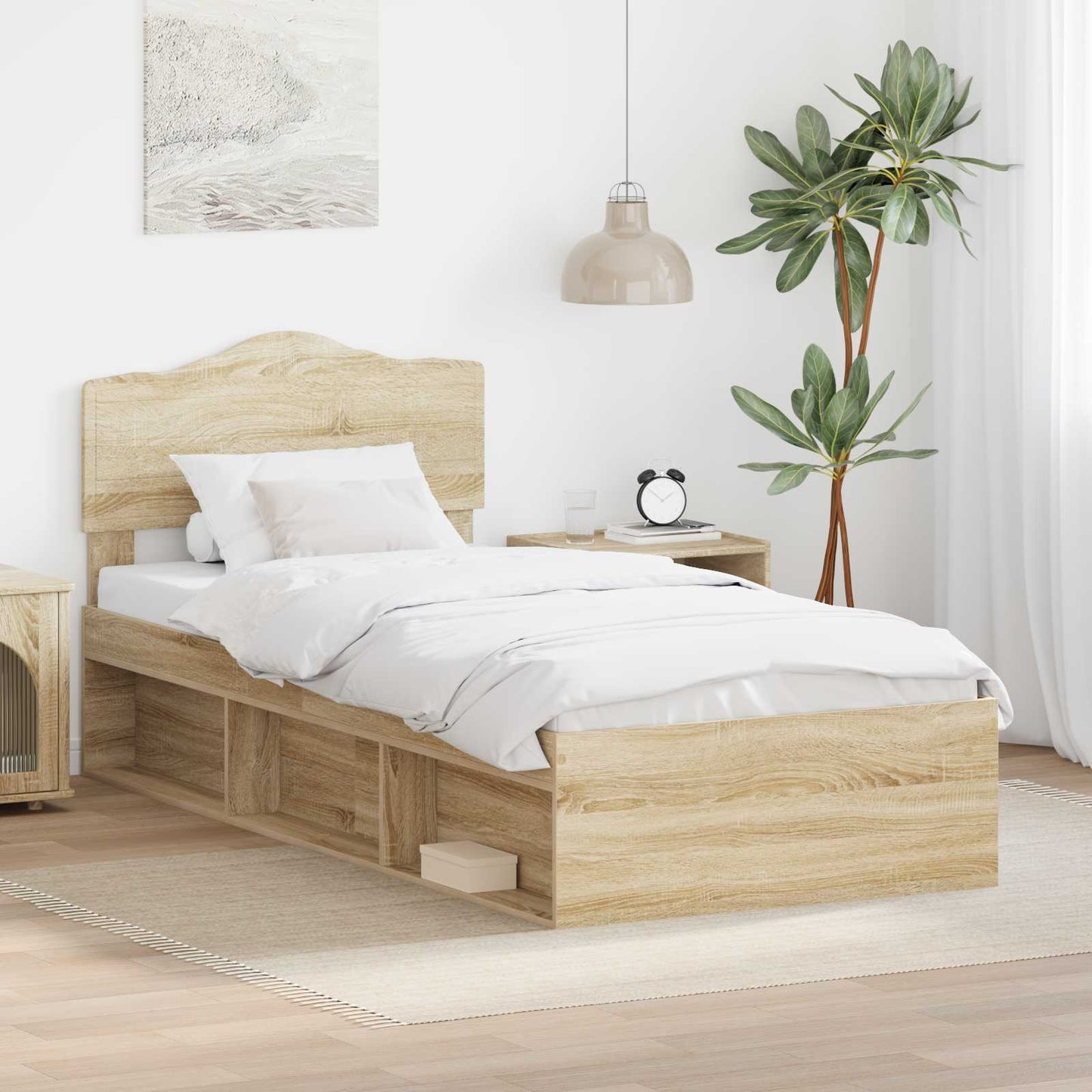 Struttura del letto Rovere Sonoma 75 x 190 cm Pino massello