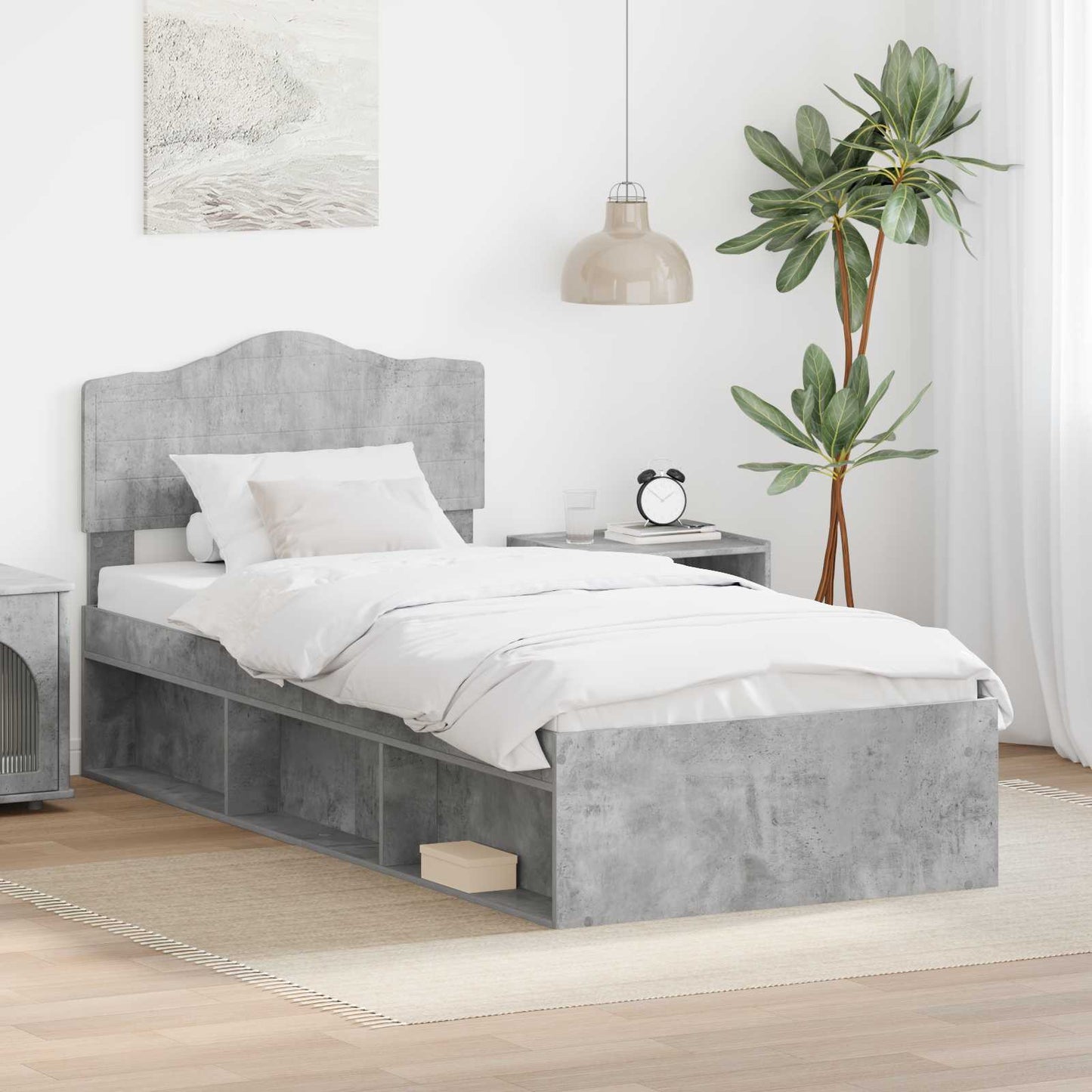 Struttura del letto Grigio ConcretÃ¨ 75 x 190 cm Pino massello
