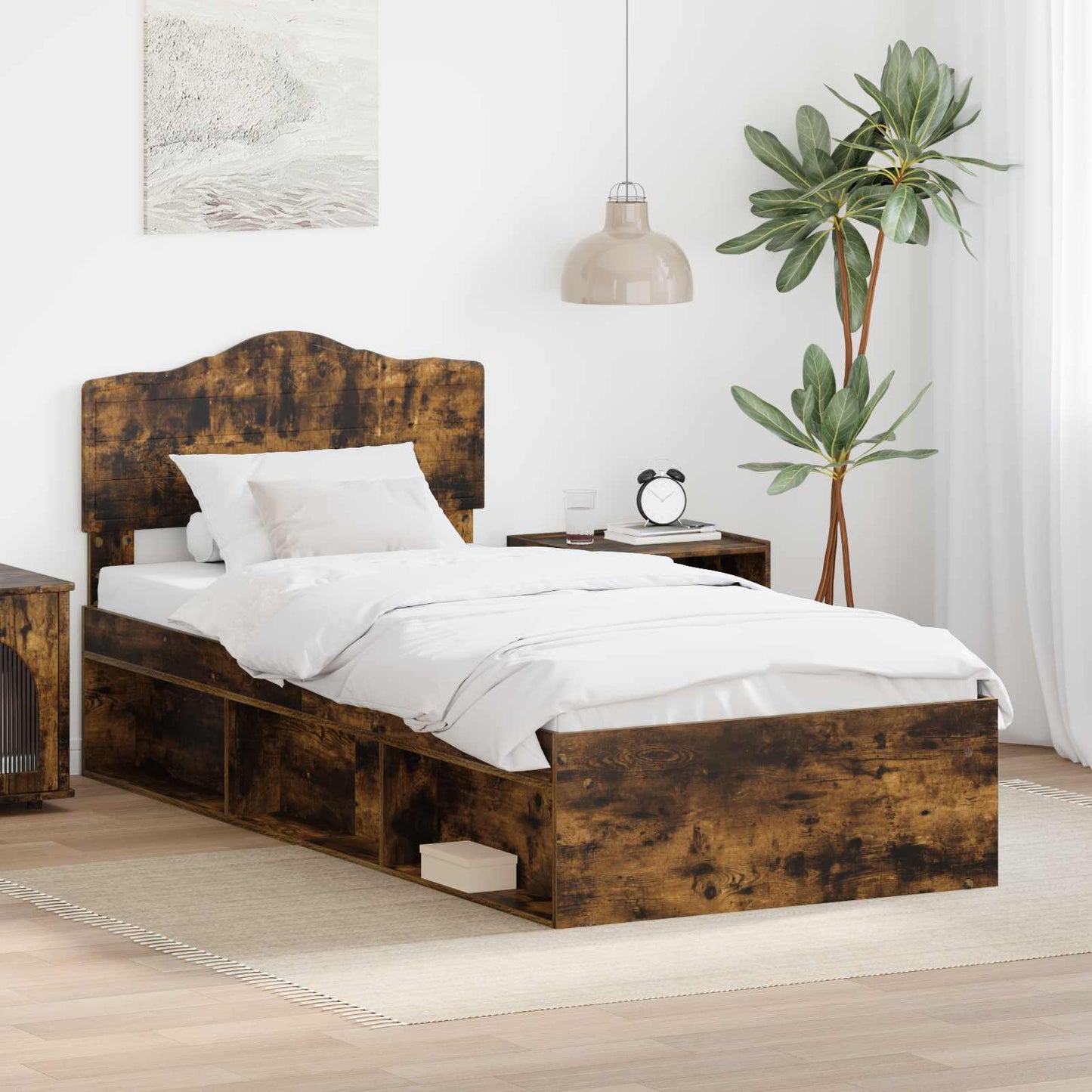 Struttura del letto Rovere fumÃƒÂ© 75 x 190 cm Pino massello