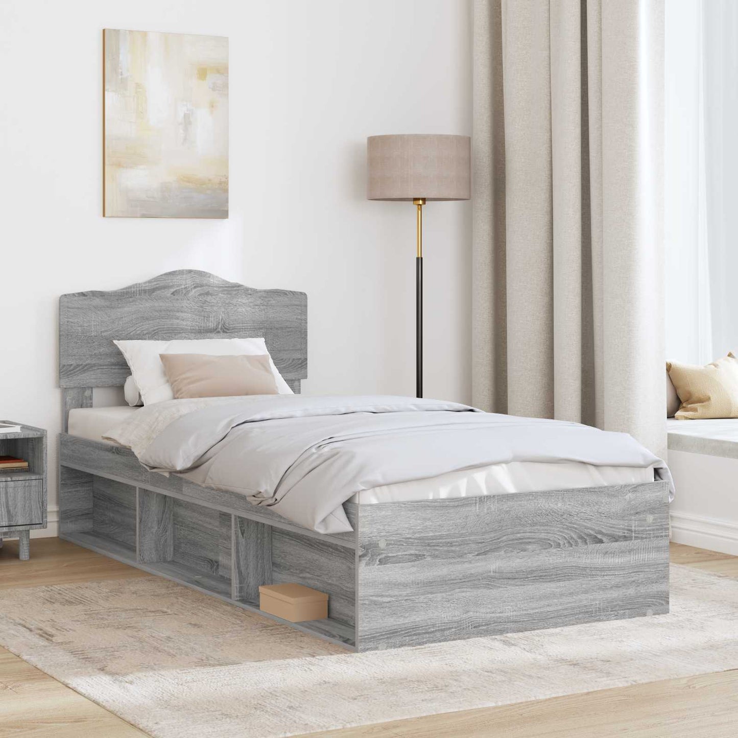 Struttura del letto Grigio Sonoma 75 x 190 cm Pino massello