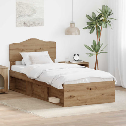 Struttura del letto con testiera Rovere artigianale 75 x 190 cm
