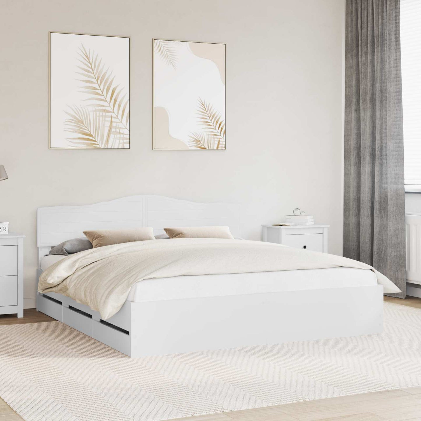 Struttura del letto Bianco 200 x 200 cm Legno Ingegnerizzato