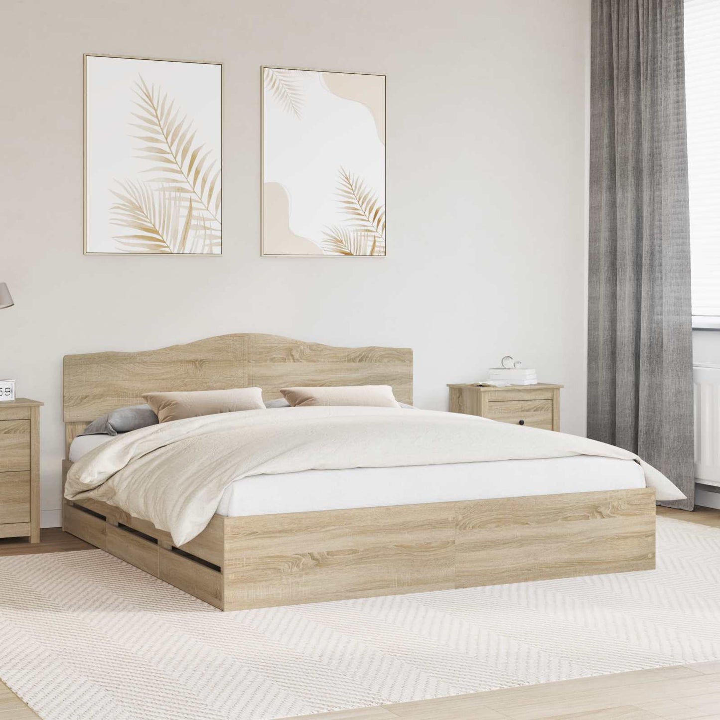 Struttura del letto con cassetto Rovere Sonoma 200 x 200 cm