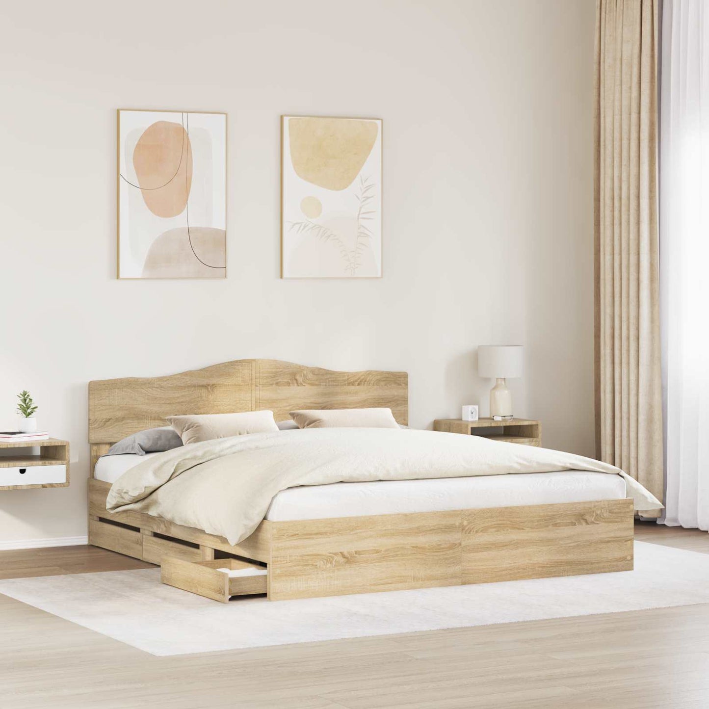 Struttura del letto con cassetto Rovere Sonoma 200 x 200 cm