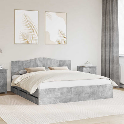 Struttura del letto con cassetto Grigio cemento 200 x 200 cm