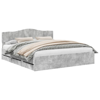 Struttura del letto con cassetto Grigio cemento 200 x 200 cm