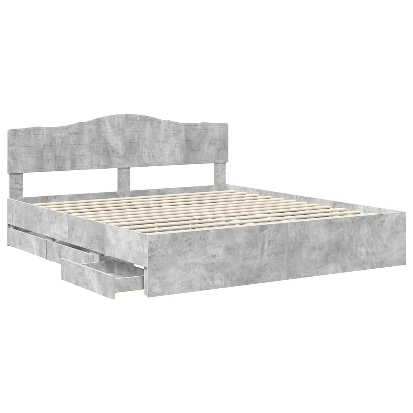 Struttura del letto con cassetto Grigio cemento 200 x 200 cm