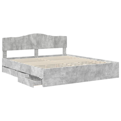 Struttura del letto con cassetto Grigio cemento 200 x 200 cm