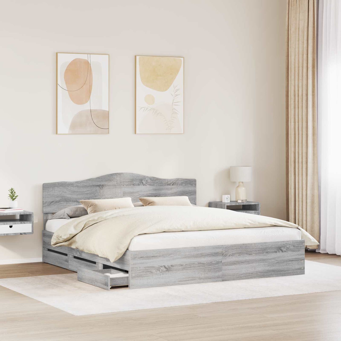 Struttura del letto con cassetto Grigio Sonoma 200 x 200 cm