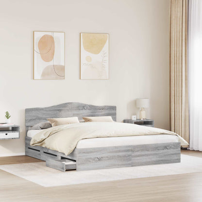 Struttura del letto con cassetto Grigio Sonoma 200 x 200 cm