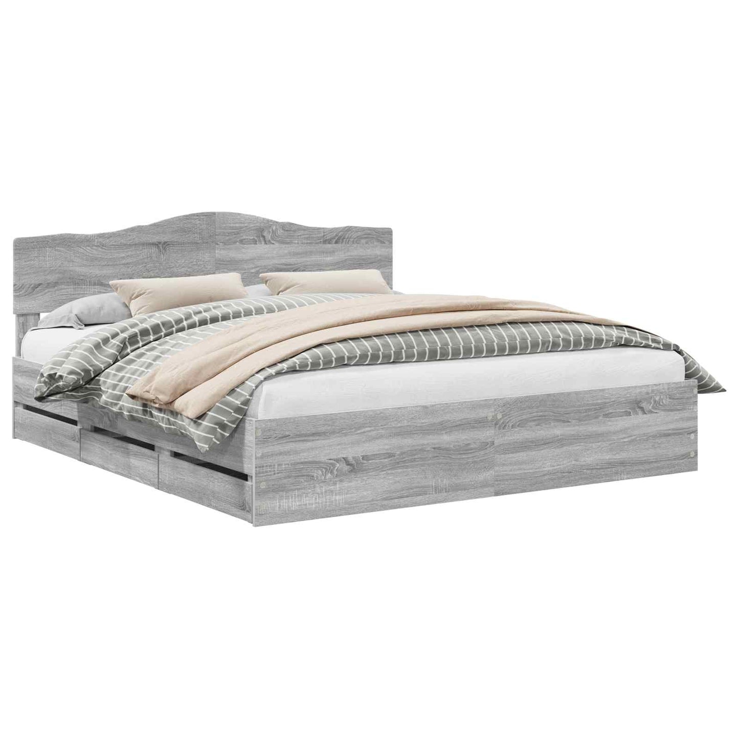 Struttura del letto con cassetto Grigio Sonoma 200 x 200 cm