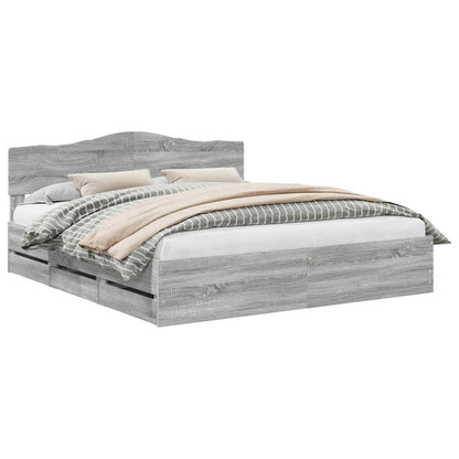 Struttura del letto con cassetto Grigio Sonoma 200 x 200 cm