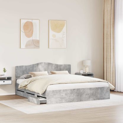 Struttura del letto con cassetto Grigio cemento 180 x 200 cm