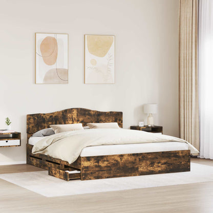 Struttura del letto con cassetto Rovere fumÃ© 180 x 200 cm