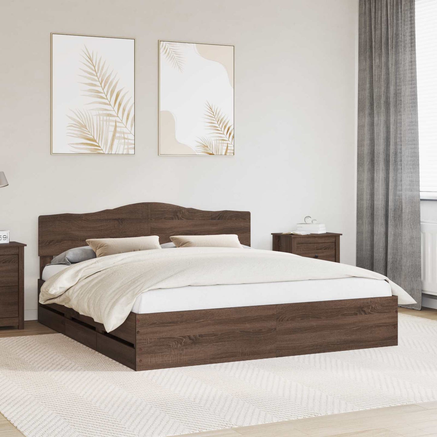 Struttura del letto con cassetto Rovere Marrone 180 x 200 cm
