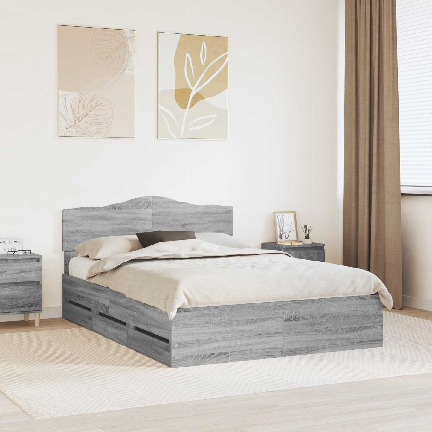 Struttura del letto con cassetto Grigio Sonoma 160 x 200 cm
