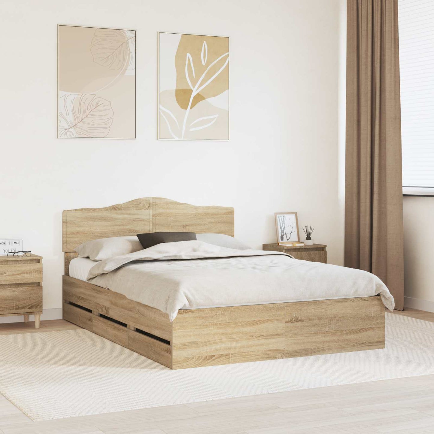 Struttura del letto con cassetto Rovere Sonoma 150 x 200 cm